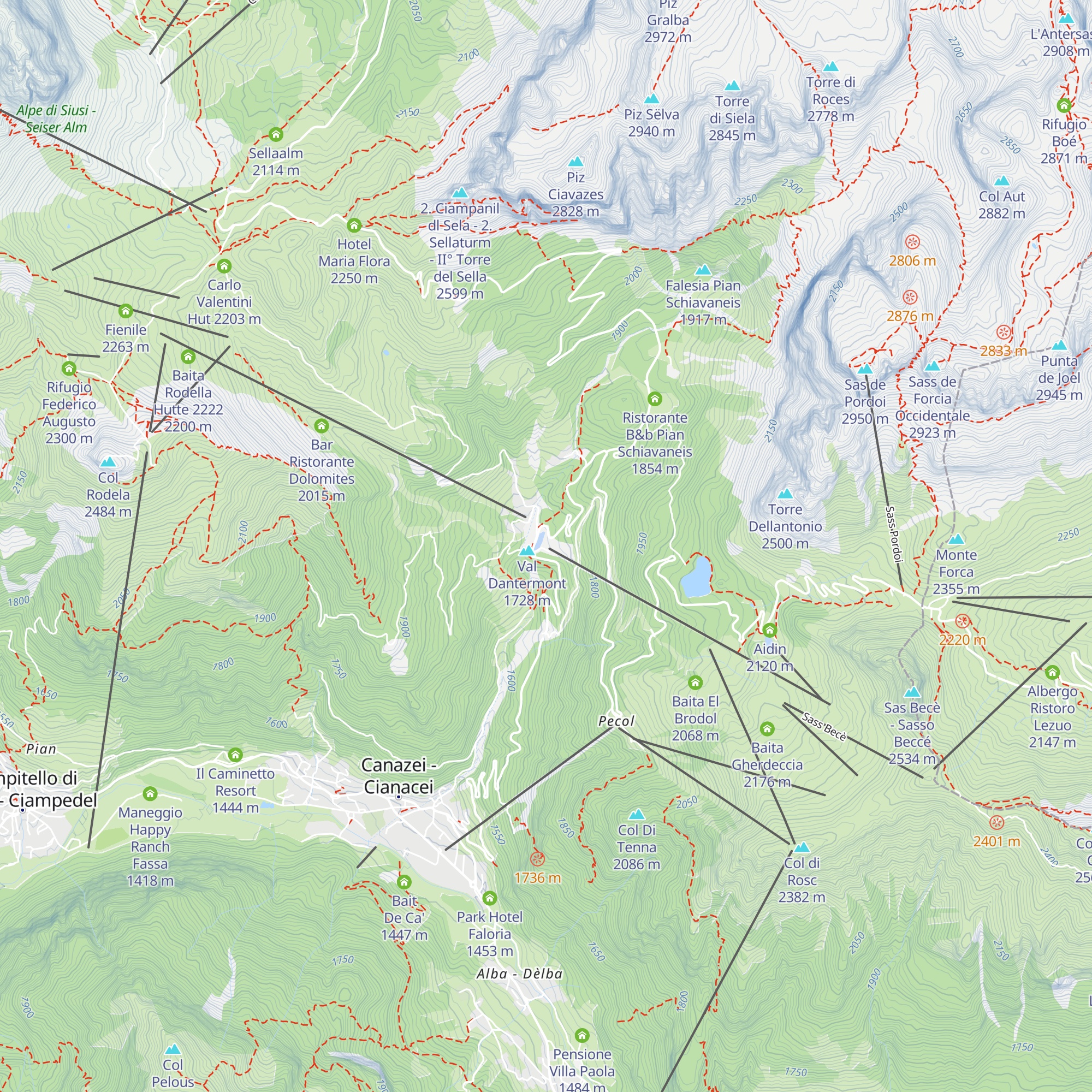 Pian de Frataces map
