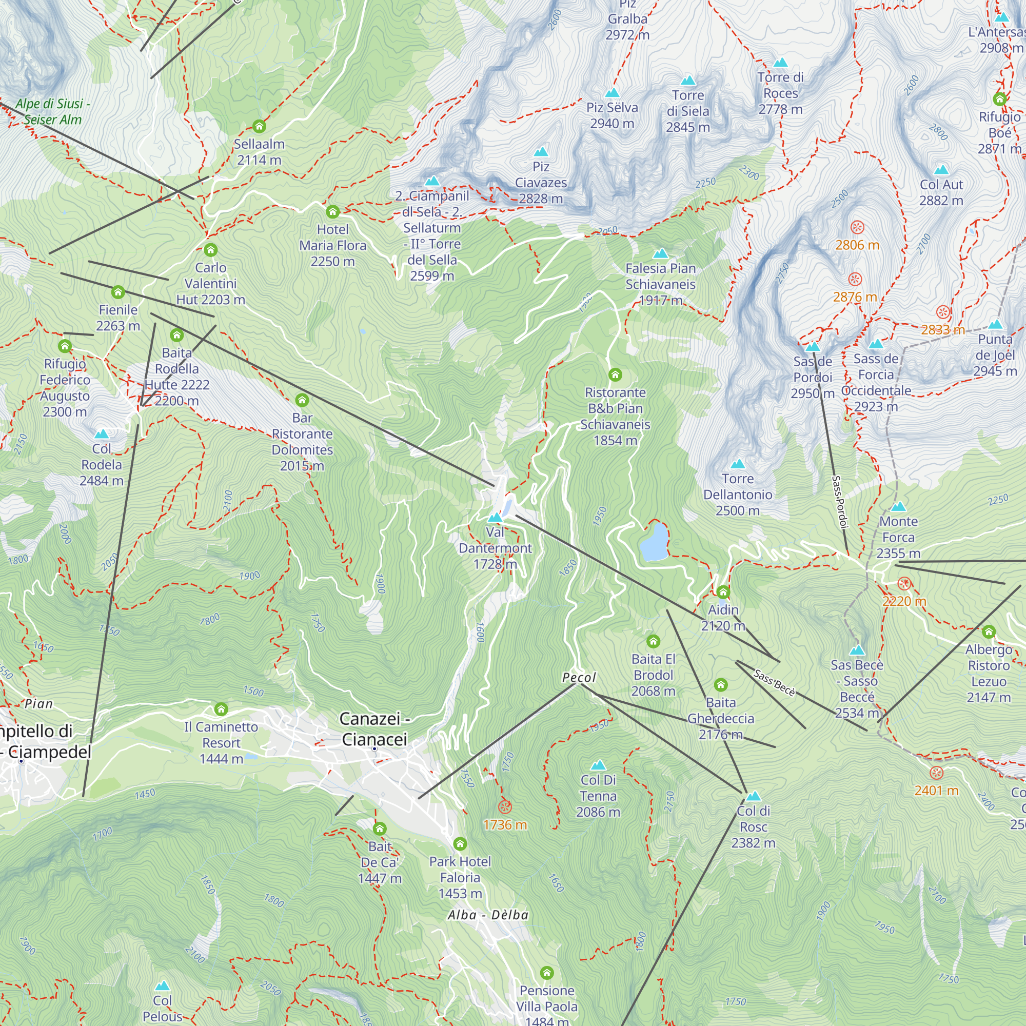 Pian de Frataces map