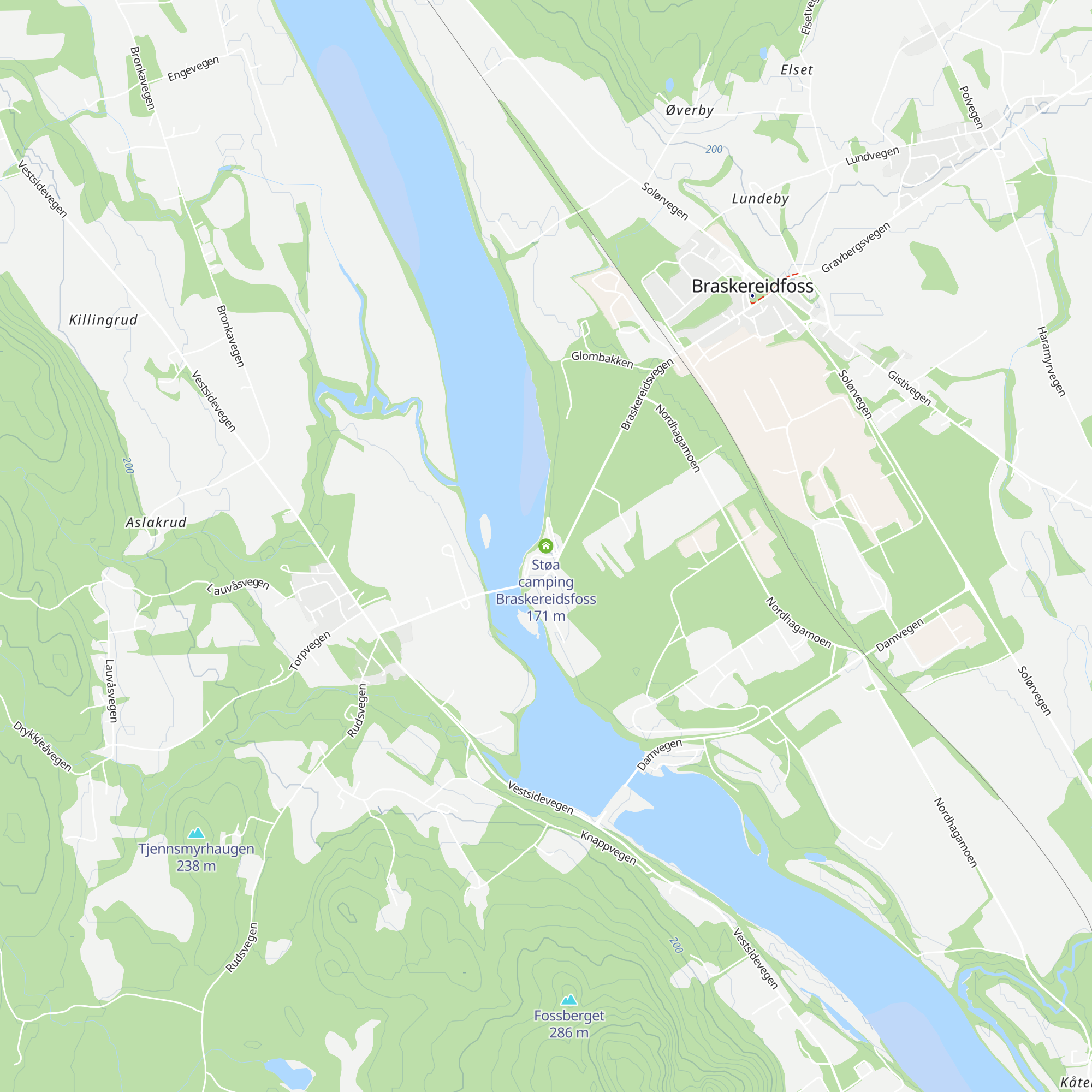 Støa camping Braskereidsfoss map