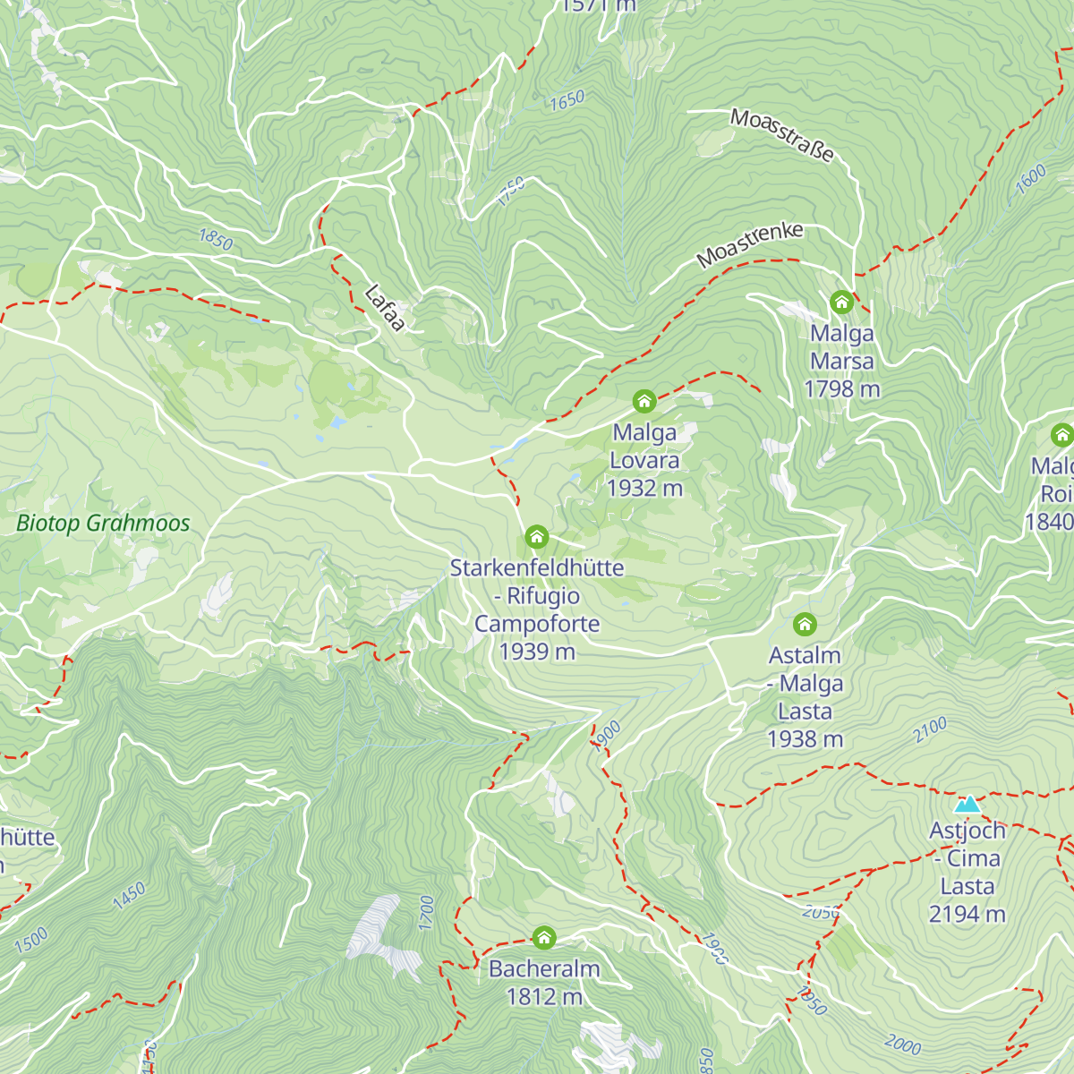 Starkenfeldhütte - Rifugio Campoforte map