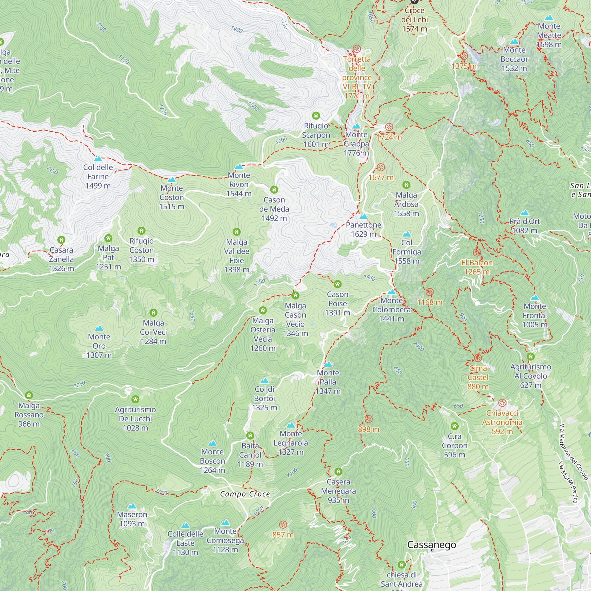 Malga Cason Vecio map