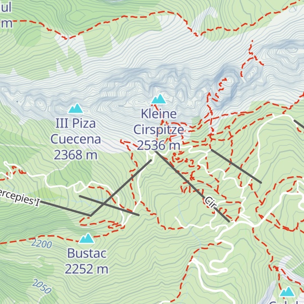 Map of Dantercëpies Mountain Lounge