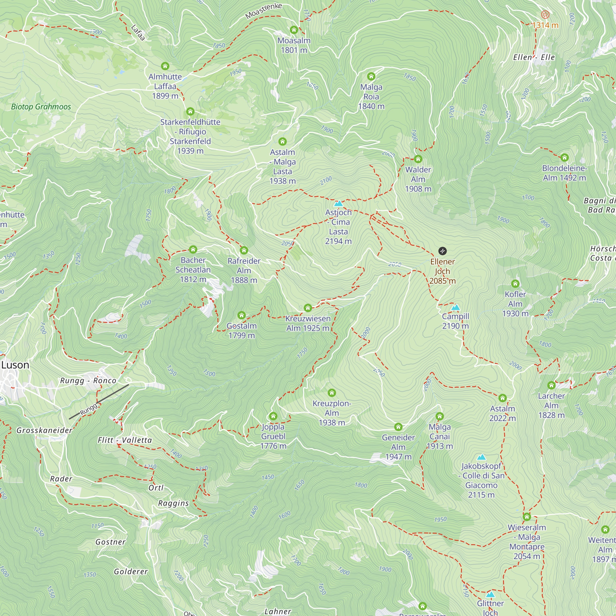 Kreuzwiesen Alm map