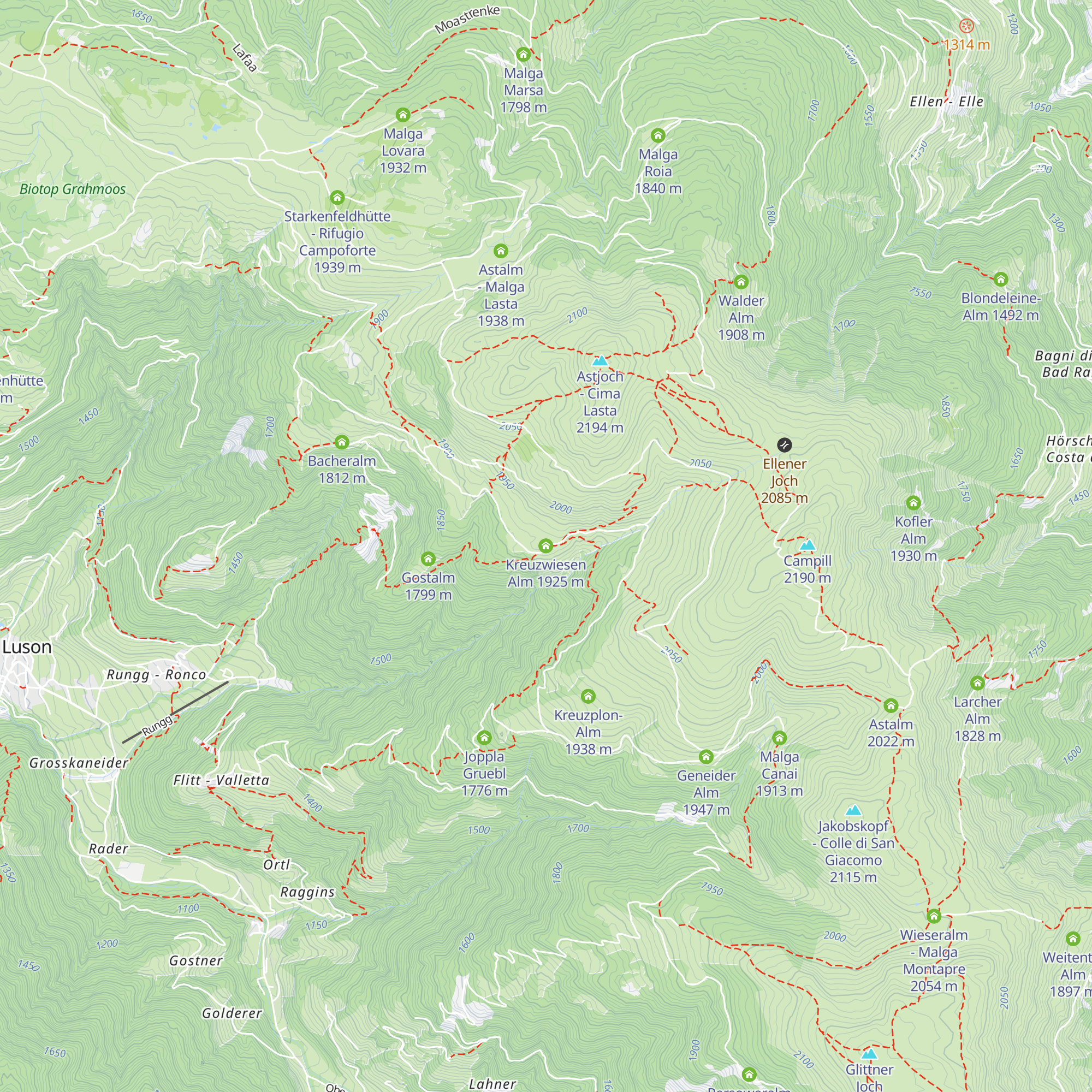 Kreuzwiesen Alm map