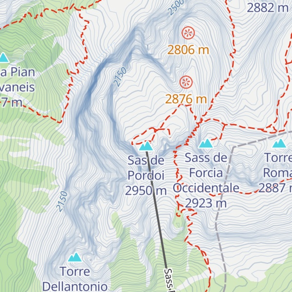 Map of Sas de Pordoi