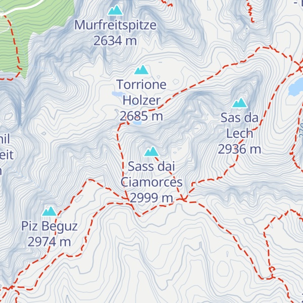 Map of Sass dai Ciamorces