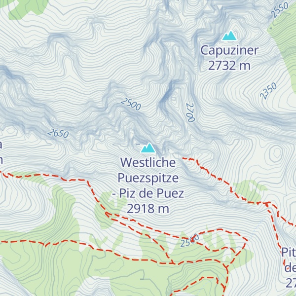 Map of Westliche Puezspitze - Piz de Puez