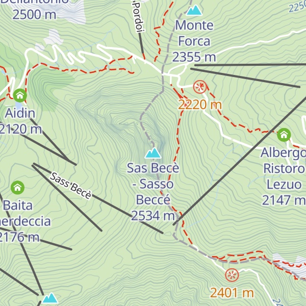 Map of Sas Becè - Sasso Beccé