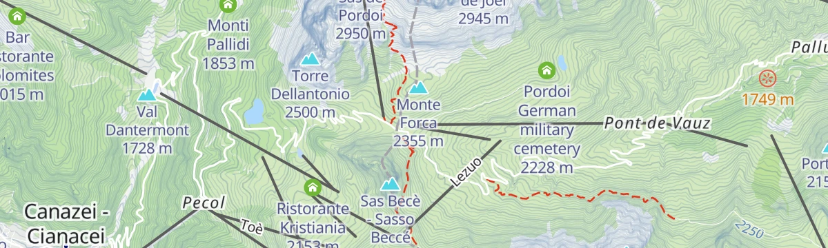 Map of the start of Passo Pordoi Ossuary - Family walk