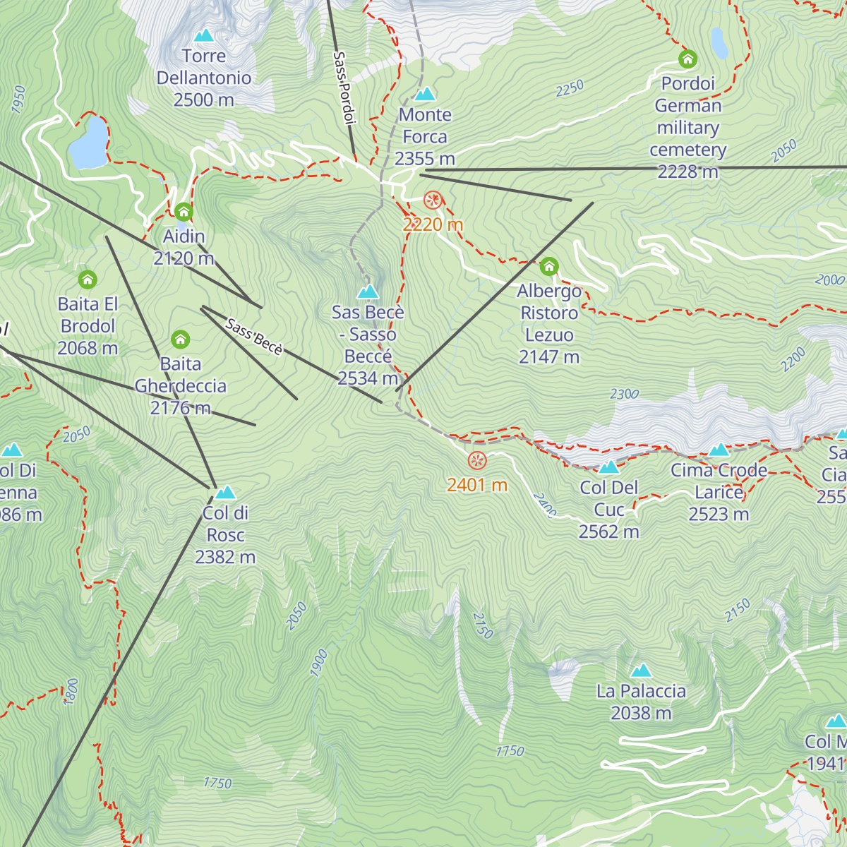 Rifugio Fredarola Harbor map