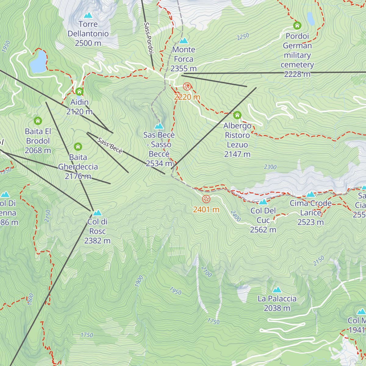 Rifugio Fredarola Harbor map