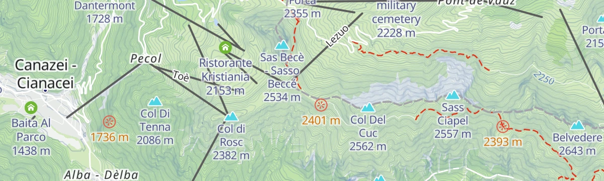 Map of the start of Lezuo - Fassa Bike Park
