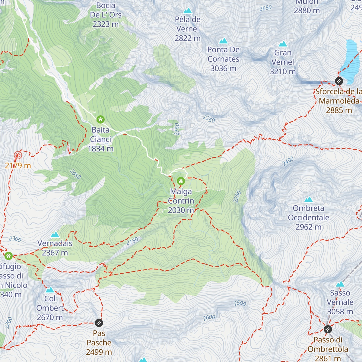 Malga Contrin map