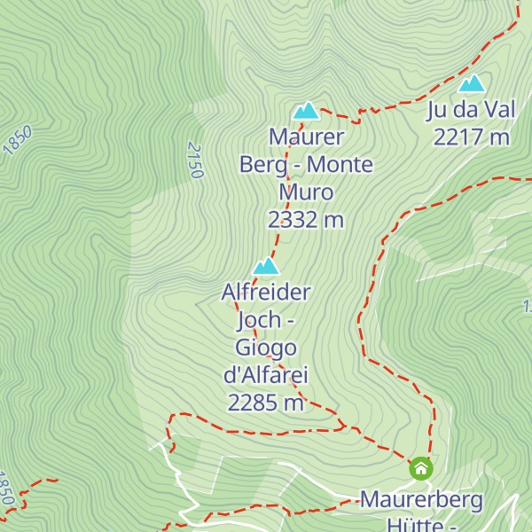 Map of Alfreider Joch - Giogo d'Alfarei