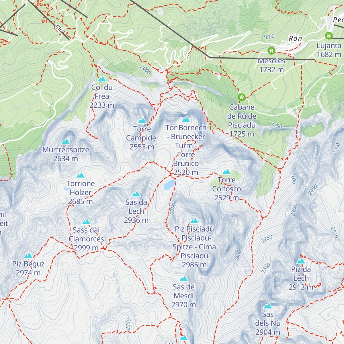 Utia Pisciadù - Pisciadù Hütte - Rifugio Franco Cavazza al Pisciadù map