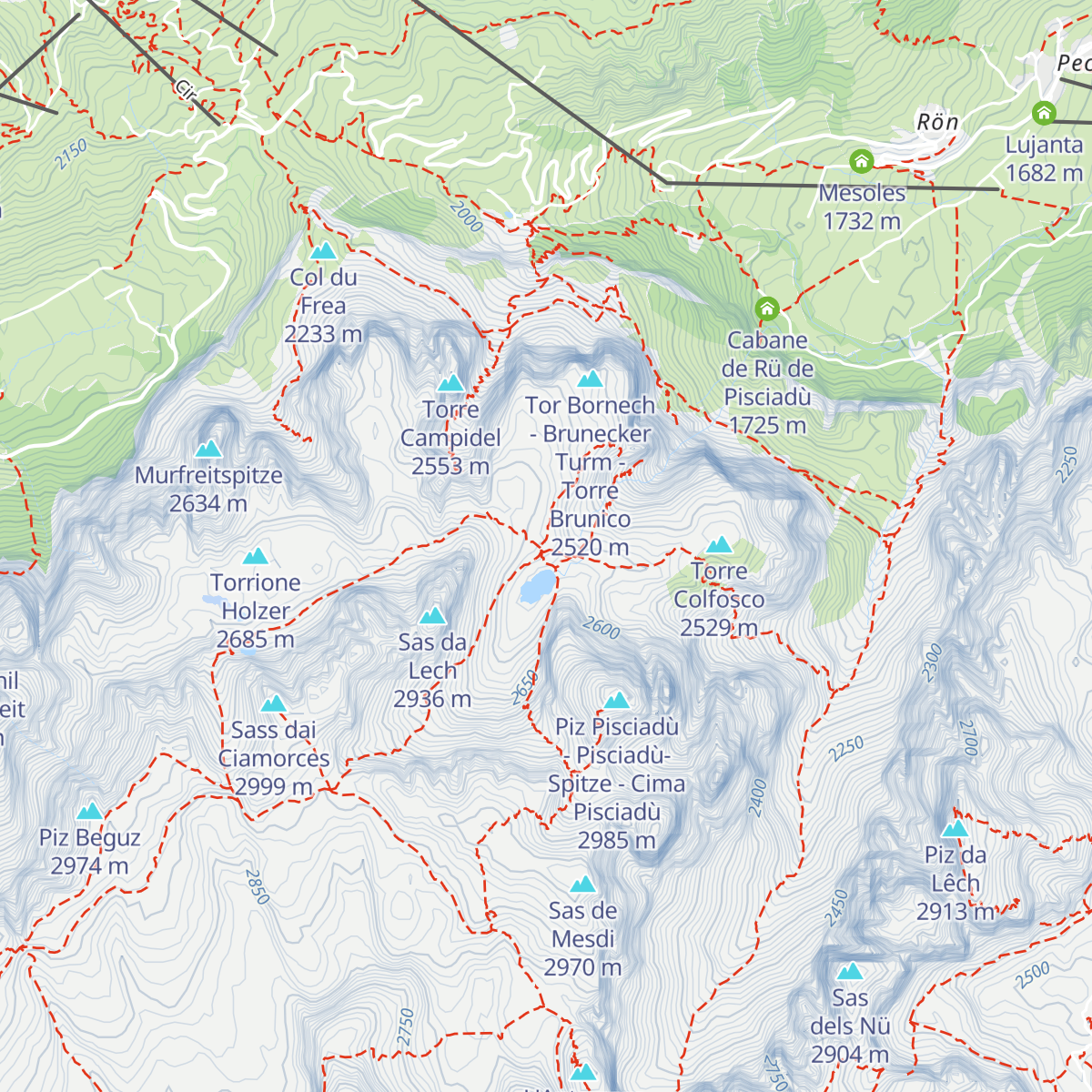 Utia Pisciadù - Pisciadù Hütte - Rifugio Franco Cavazza al Pisciadù map