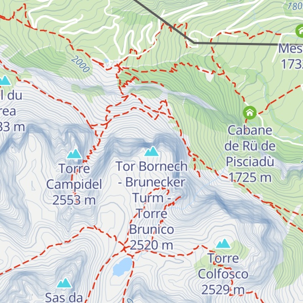 Map of Tor Bornech - Brunecker Turm - Torre Brunico