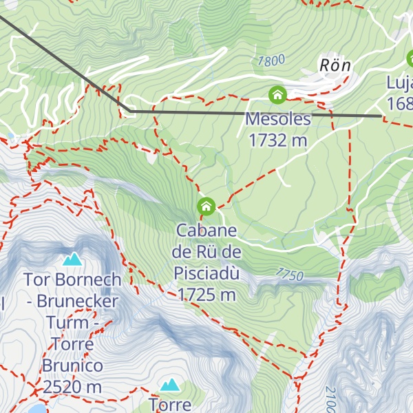 Map of Cabane de Rü de Pisciadù