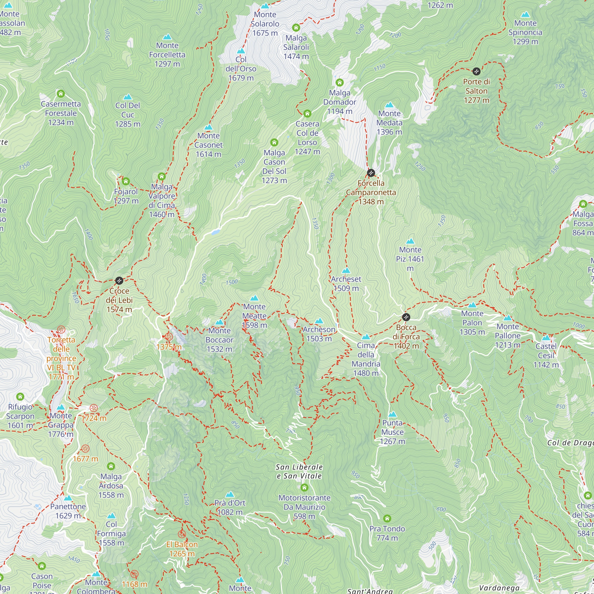 Malga Archeson map