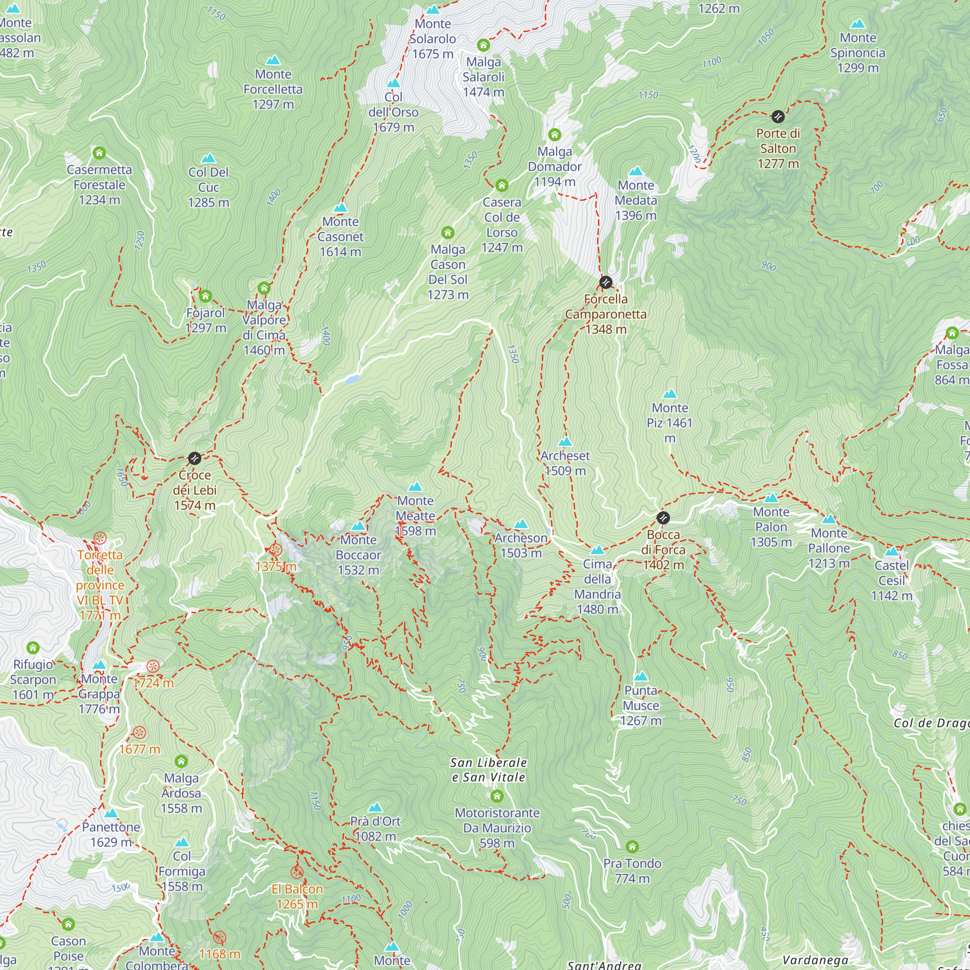 Malga Archeson map