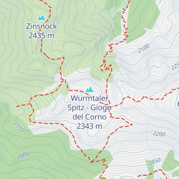 Map of Wurmtaler Spitz - Giogo del Corno
