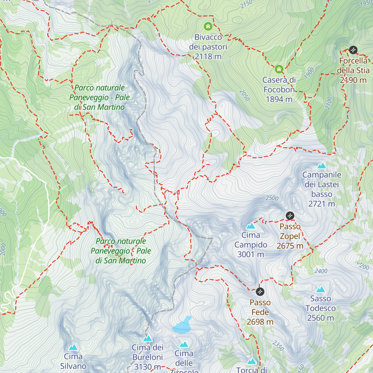 Rifugio Giuseppe Volpi di Misurata al Mulaz map