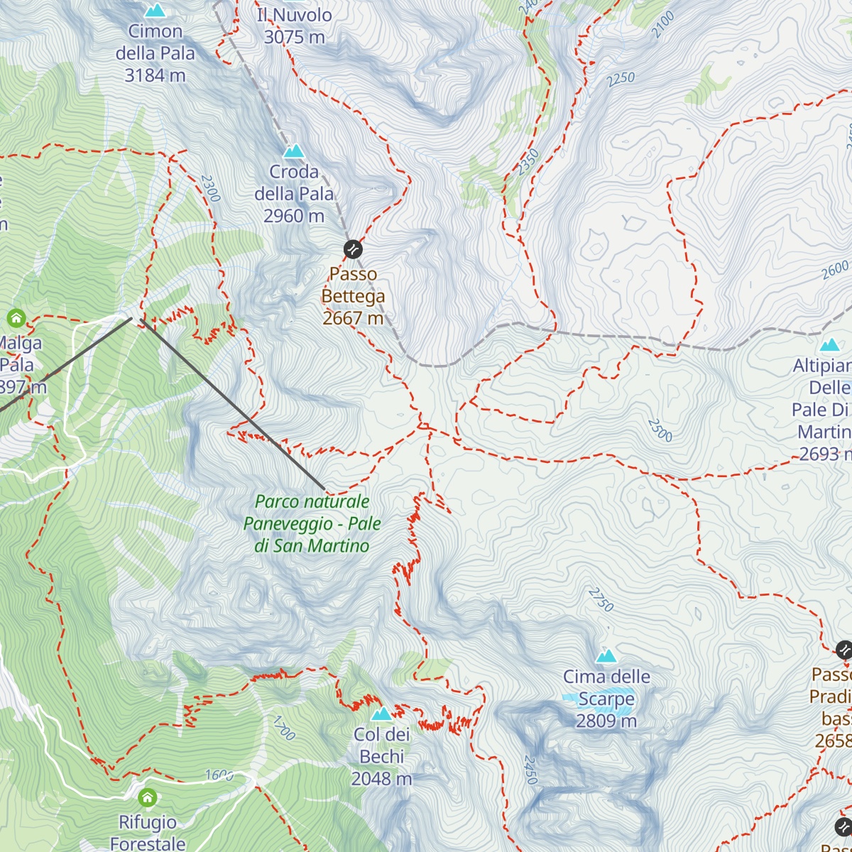 Rifugio Rosetta "Giovanni Pedrotti" map
