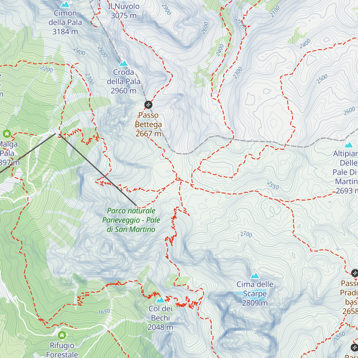 Rifugio Rosetta "Giovanni Pedrotti" map