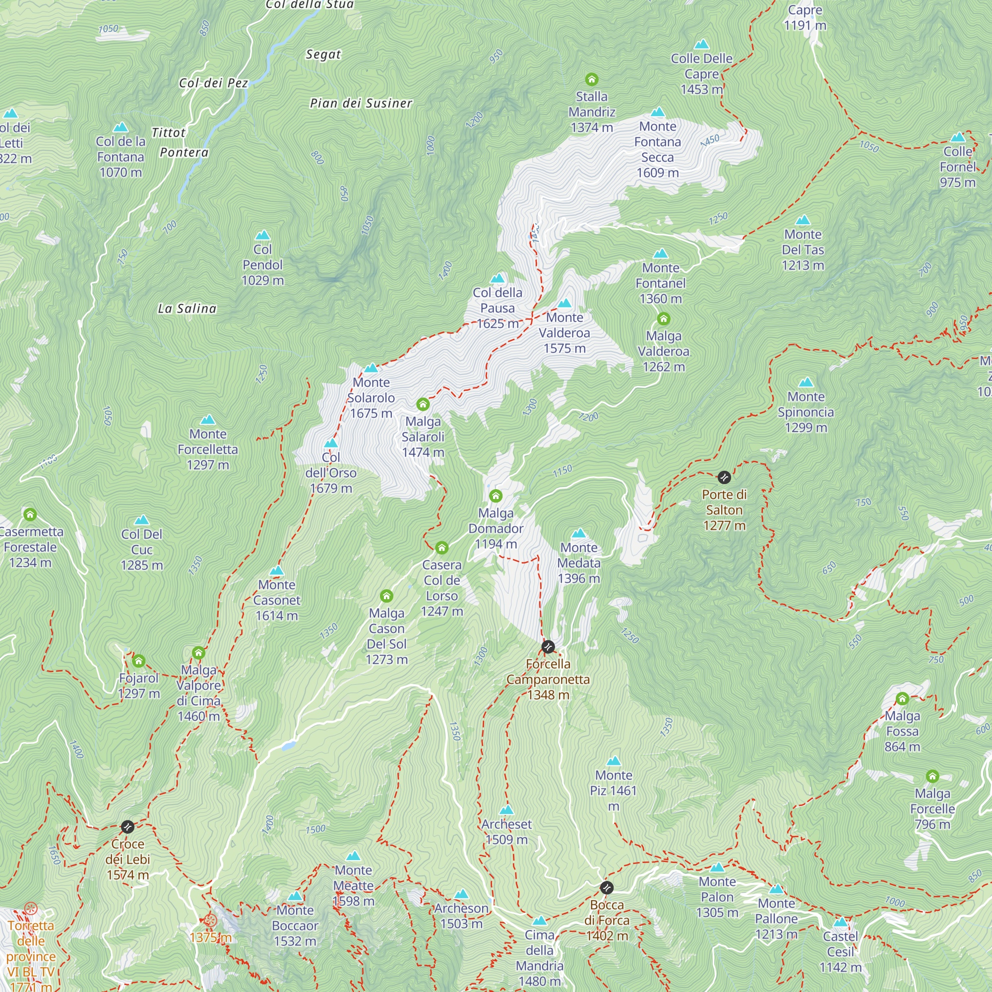 Malga Domador map