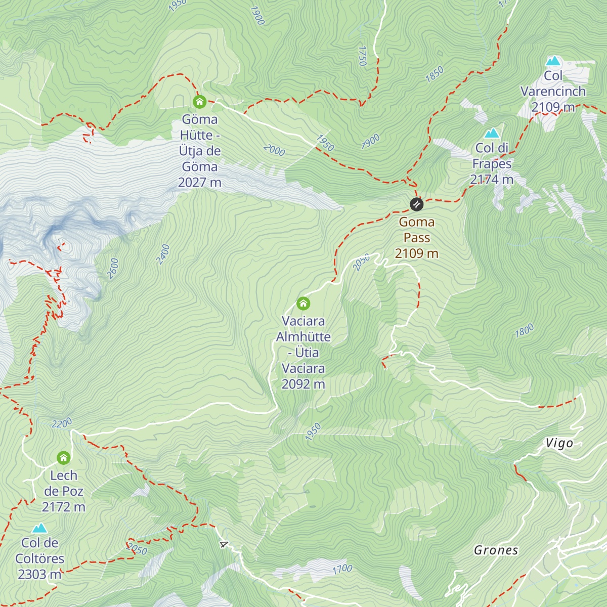 Vaciara Almhütte - Ütia Vaciara map
