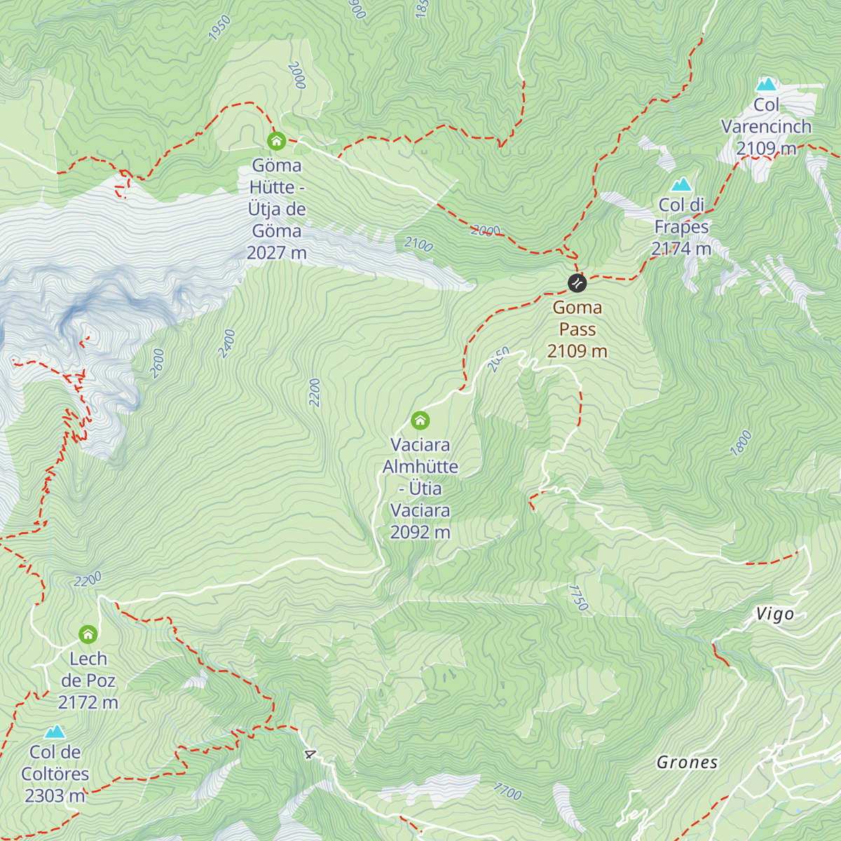 Vaciara Almhütte - Ütia Vaciara map