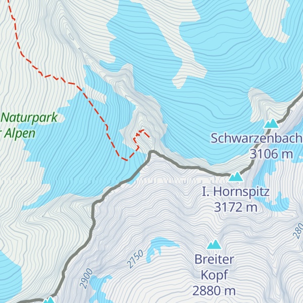 Map of II. Hornspitze - Corno di Ghega