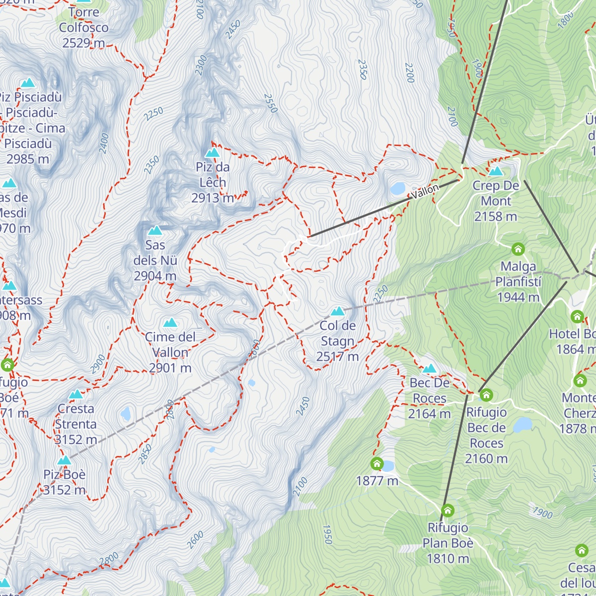 Rifugio Franz Kostner al Vallon map
