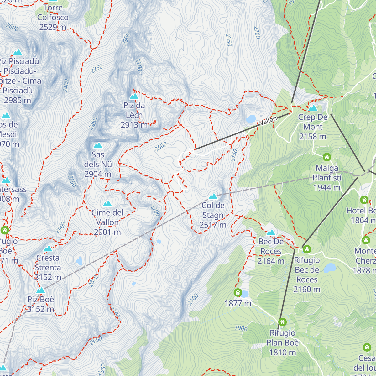 Rifugio Franz Kostner al Vallon map