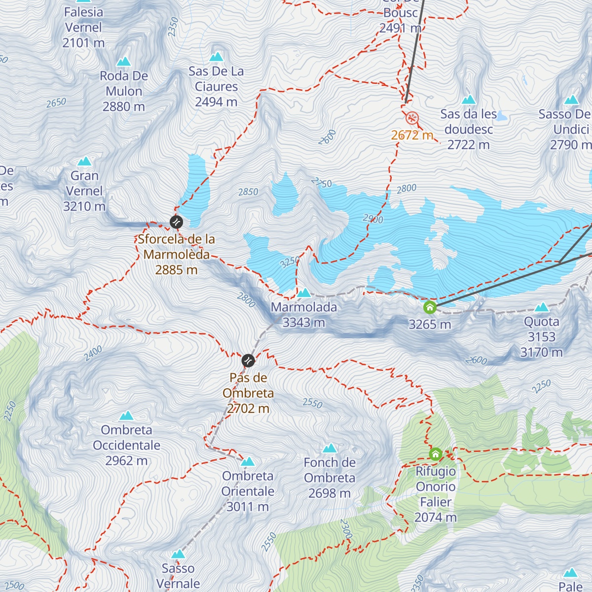 Capanna Punta Penia map