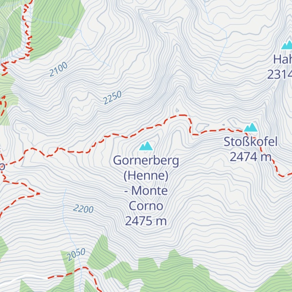 Map of Gornerberg (Henne) - Monte Corno
