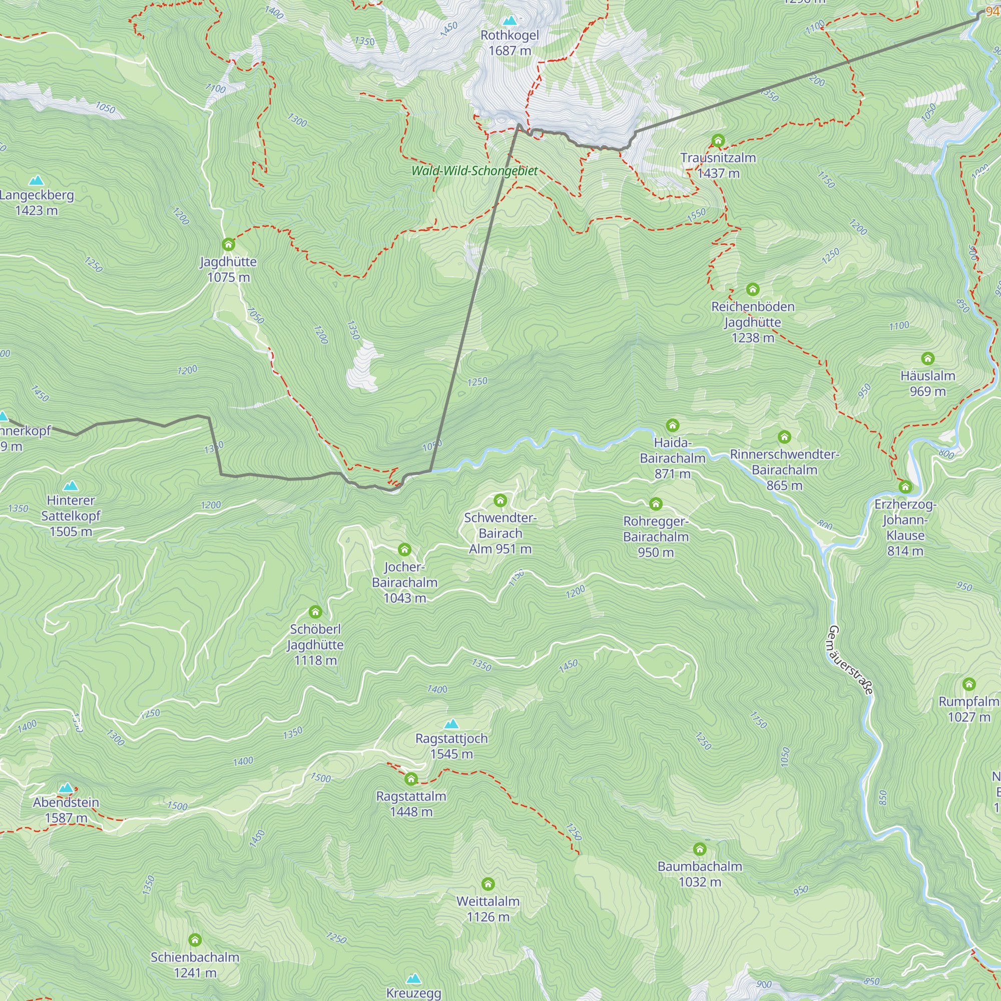 Schwendter-Bairach Alm map