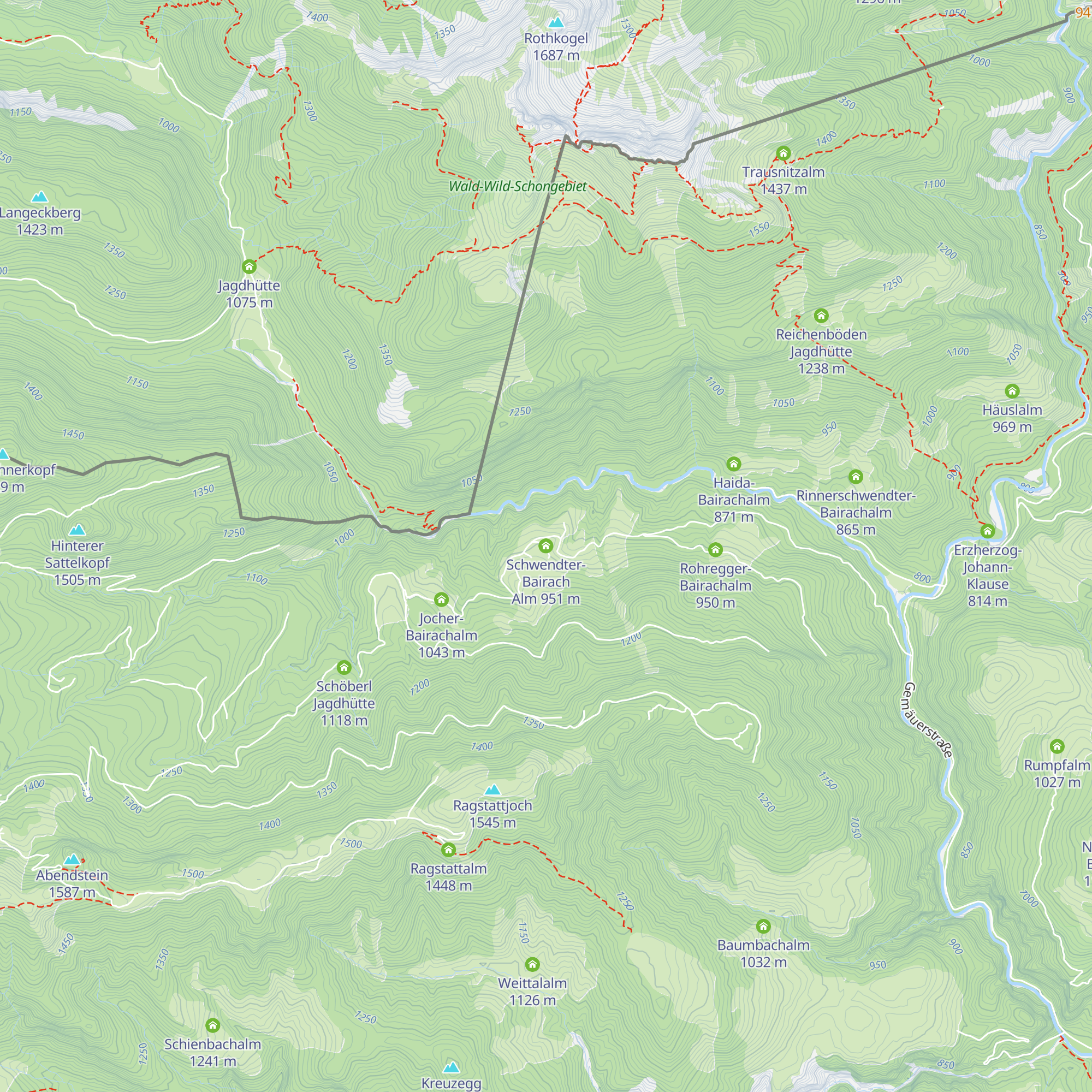 Schwendter-Bairach Alm map