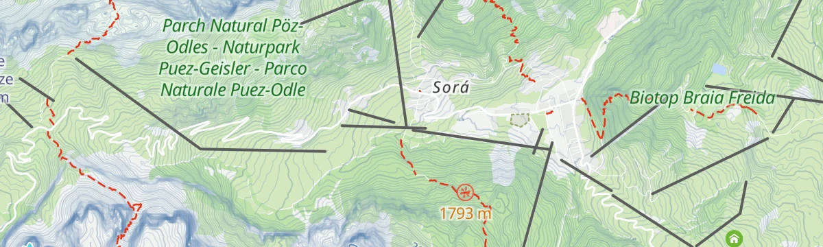 Map of the start of Sellaronda road bike tour