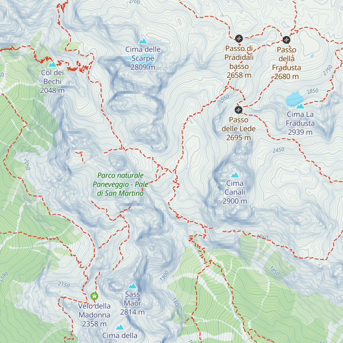 Rifugio Pradidali map