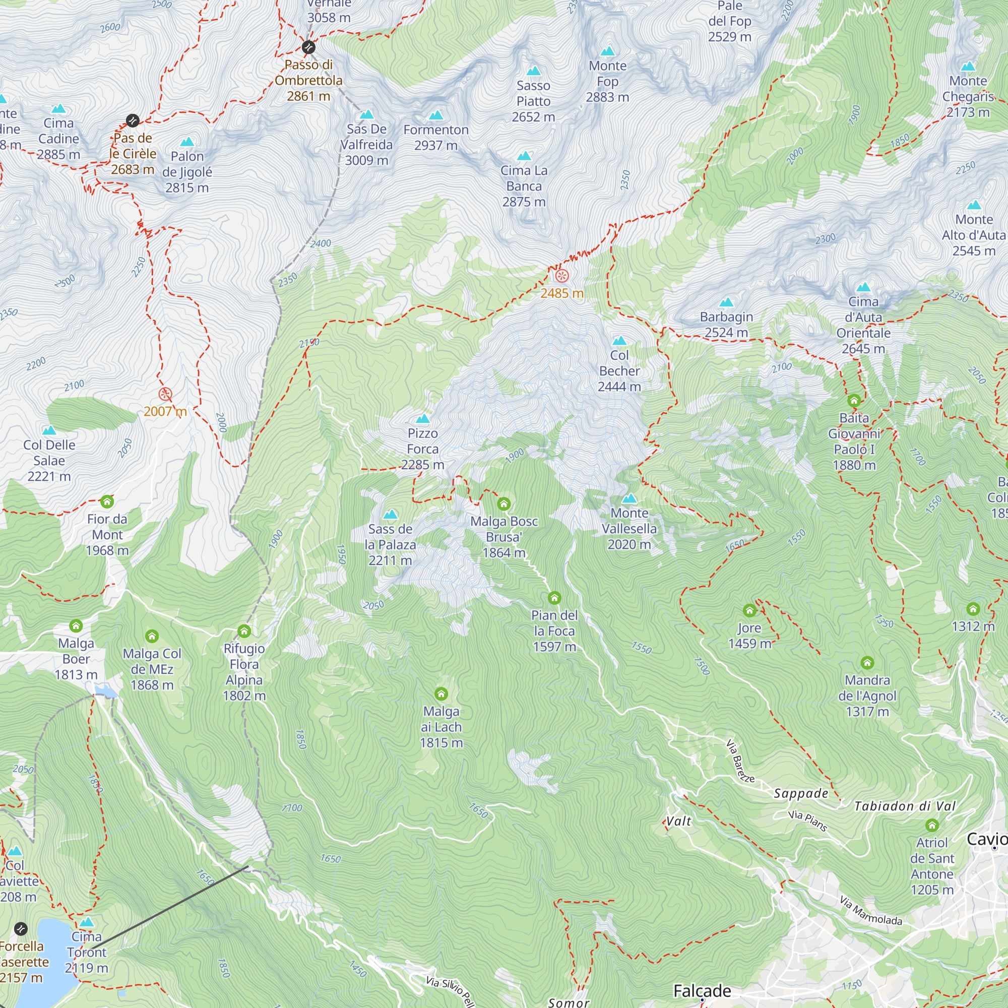 Malga Bosc Brusa' map