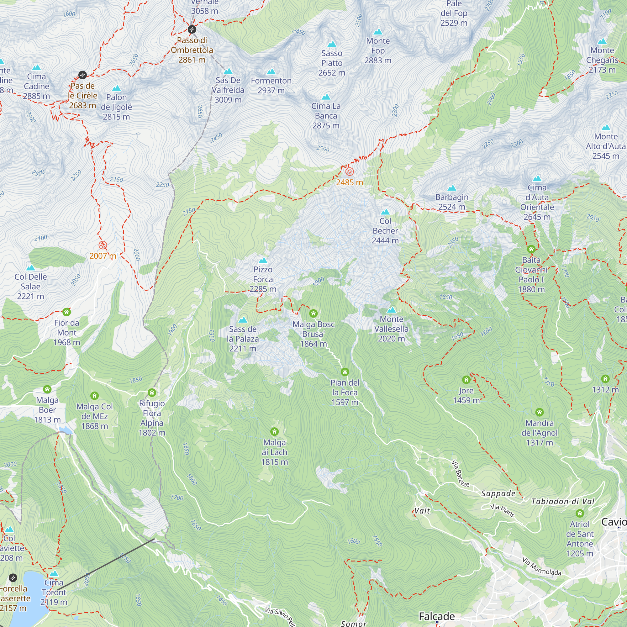 Malga Bosc Brusa' map