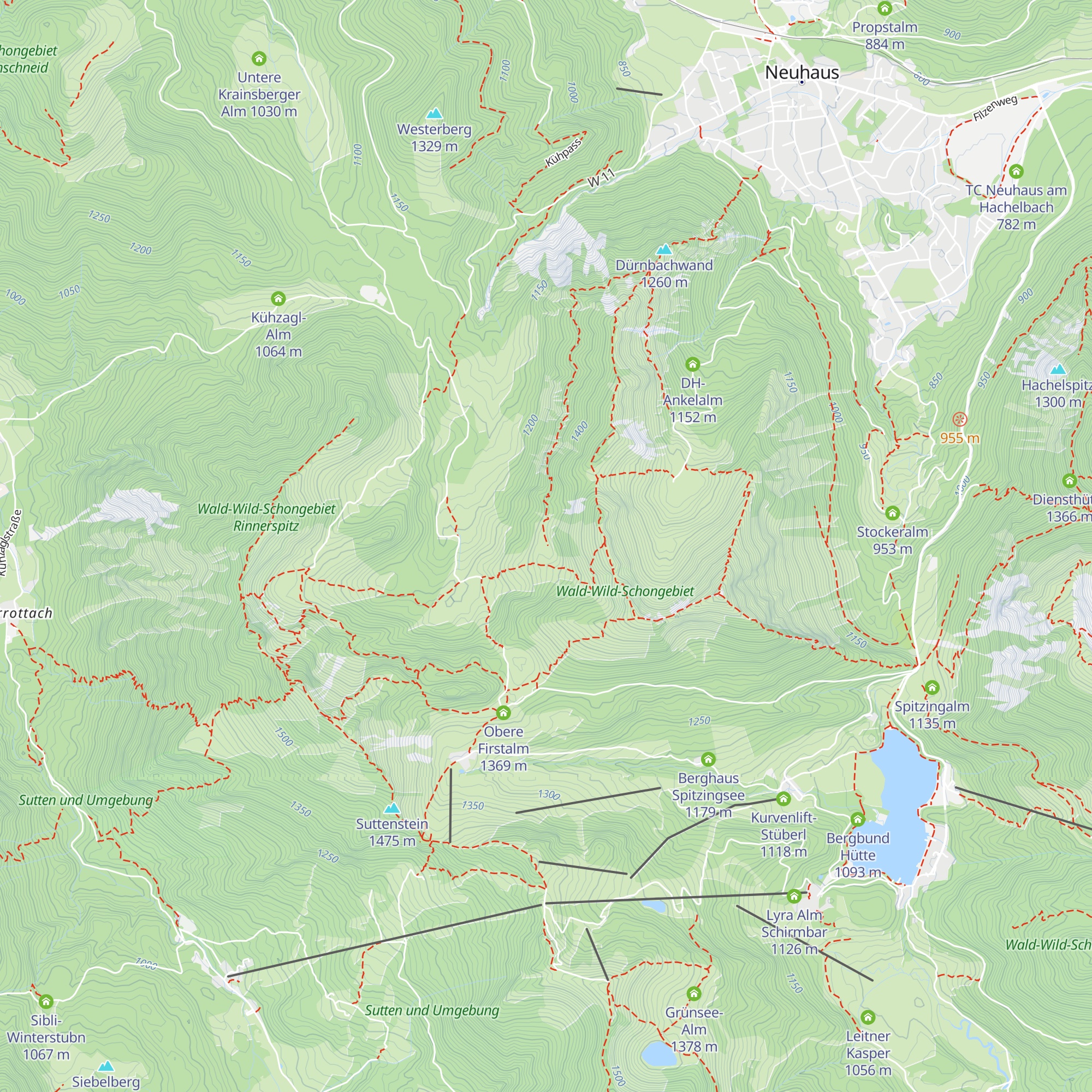 Obere Freundenreichalm - Pfarrer-Gramml-Hütte map