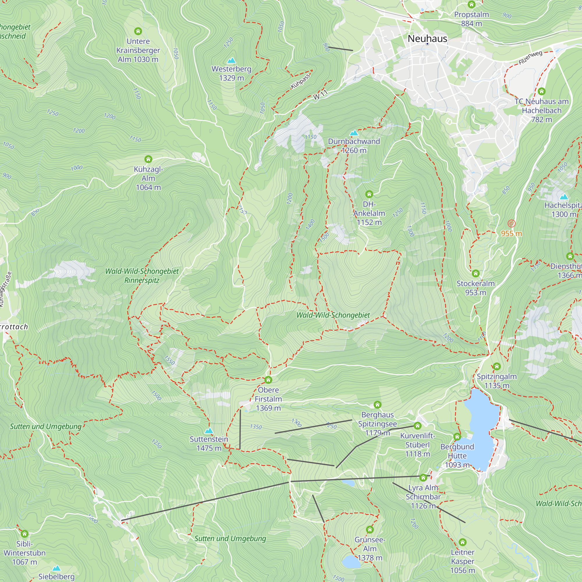 Obere Freundenreichalm - Pfarrer-Gramml-Hütte map
