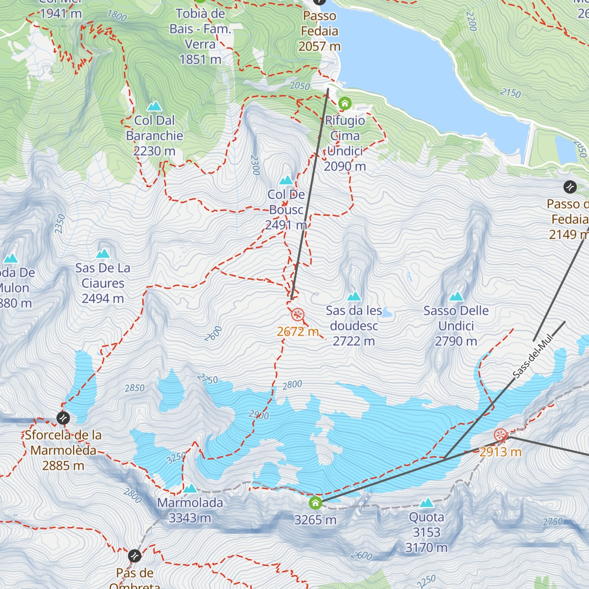 Rifugio Pian dei Fiacconi map