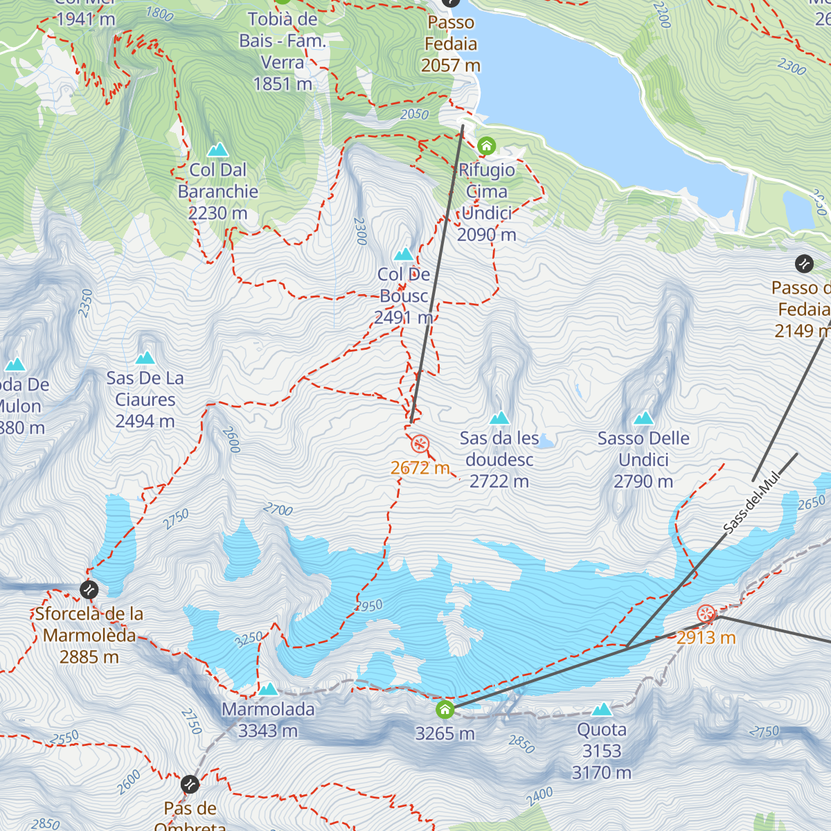 Rifugio Pian dei Fiacconi map