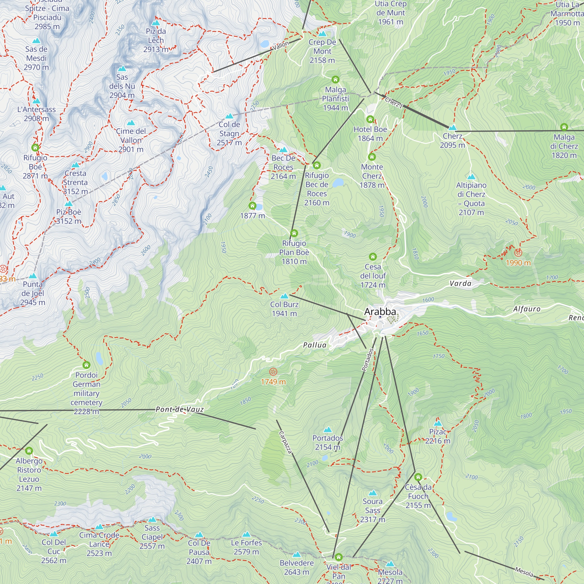 Rifugio Col de Burz map