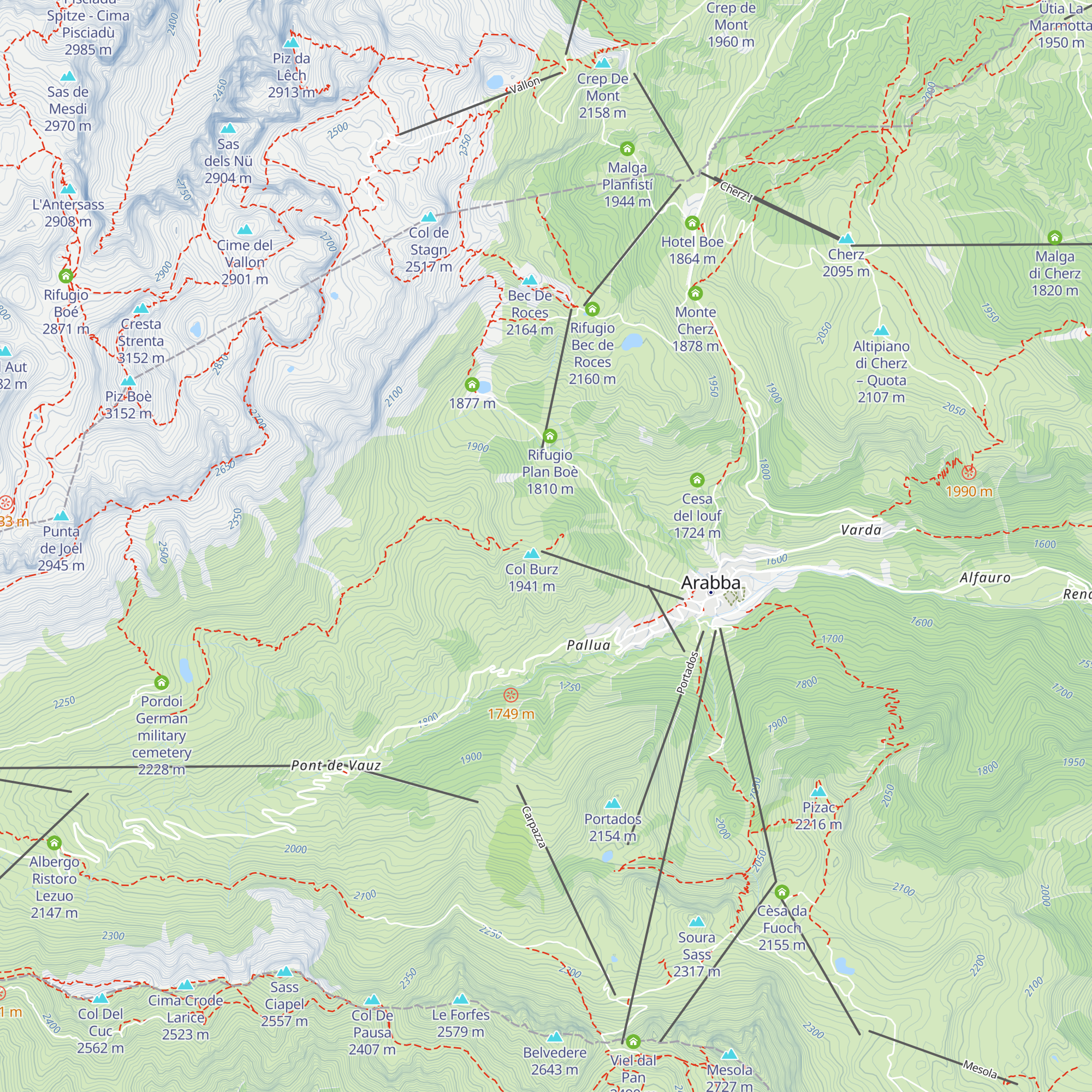Rifugio Col de Burz map