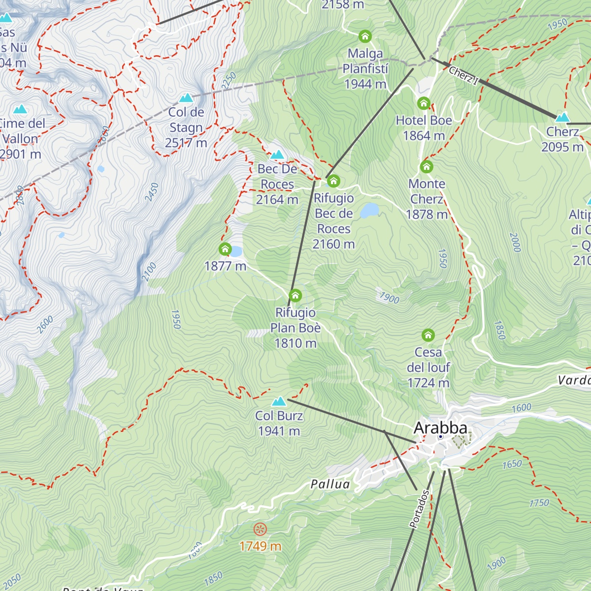 Rifugio Plan Boè map