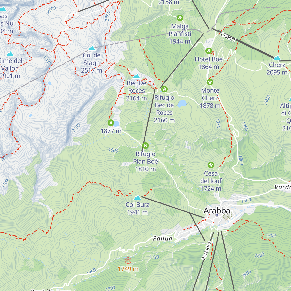 Rifugio Plan Boè map